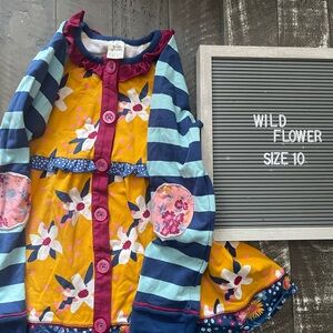 Wildflowers Kids top- Pink, Blue, Yellow